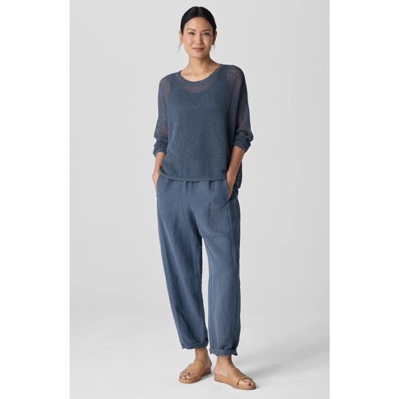 New Eileen Fisher Linen  Sweater Gray Open Stitch Pullover Long Sleeve Sz 1X - Picture 1 of 10